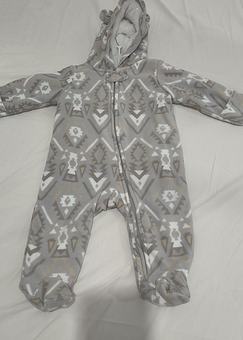 Gri Desenli Fermuarlı Bebek Tulumu - Görsel 3