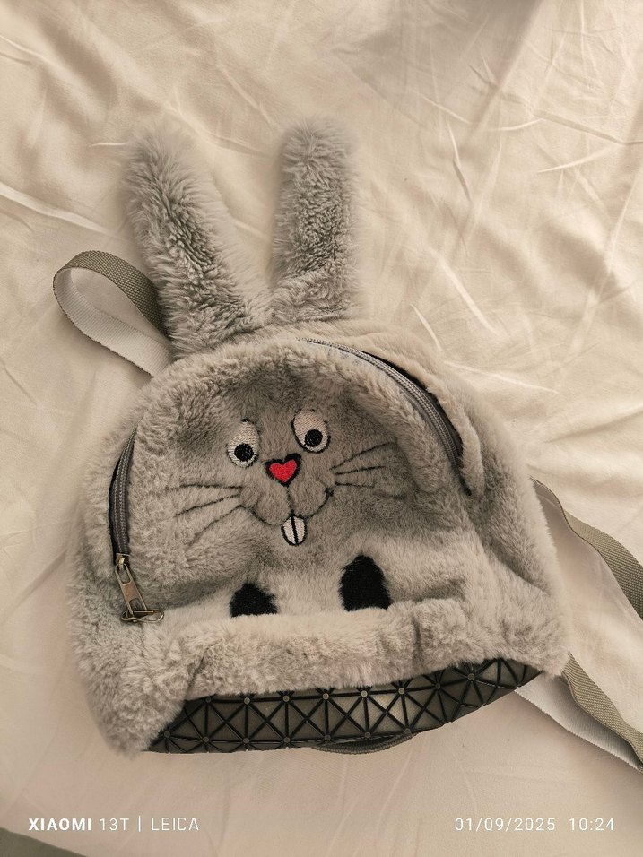 peluş tavşanlı kız çocuk çantası - Görsel 2