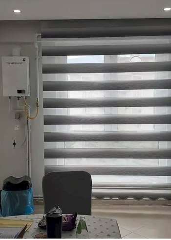 Gri Çizgili Modern Zebra Perde
