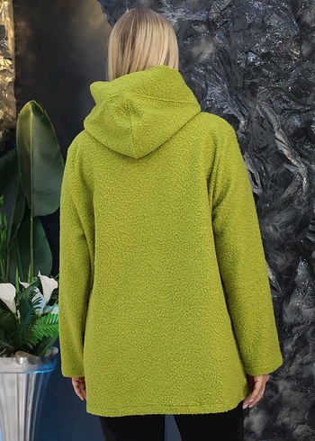 Kadın Yeşil Kapüşonlu Kısa Rahat Mont - Görsel 2