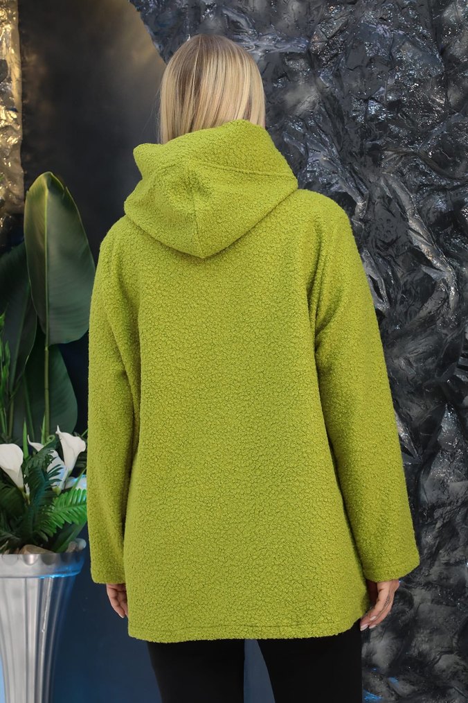 Kadın Yeşil Kapüşonlu Kısa Rahat Mont - Görsel 2