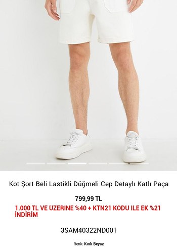 30 Beden beyaz Renk Beli Lastikli Beyaz Kot Şort