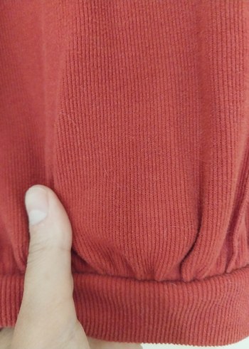 s Beden Kırmızı Kadın Bisiklet Yaka Sweatshirt