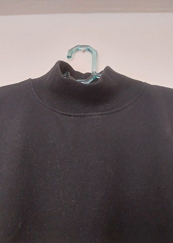 m Beden Siyah Yarım Fermuarlı Yüksek Yaka Kadın Sweatshirt
