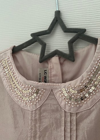 Pembe Kolsuz Nakışlı Kız Elbisesi - Görsel 2