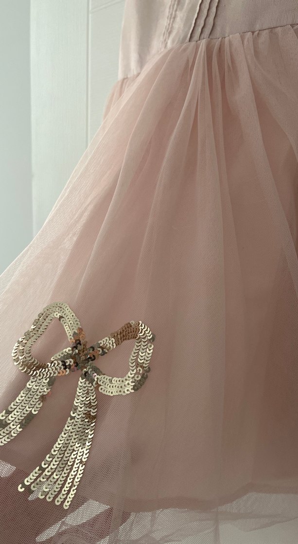 Pembe Kolsuz Nakışlı Kız Elbisesi - Görsel 4