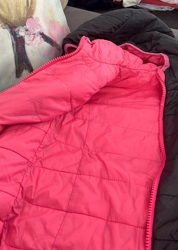 Kız Çocuk Gri Kapüşonlu Fermuarlı Mont - Görsel 2