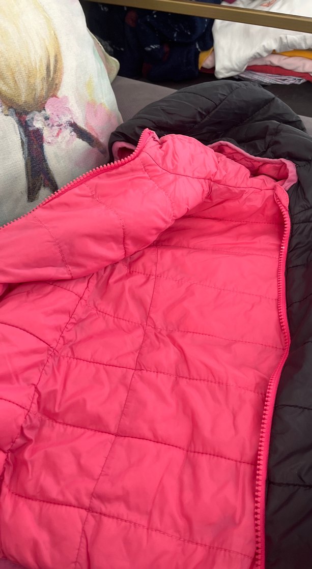 Kız Çocuk Gri Kapüşonlu Fermuarlı Mont - Görsel 2