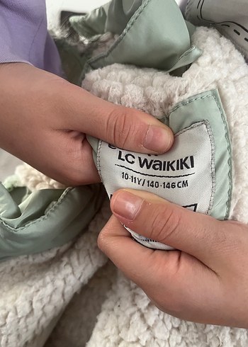 Su yeşili çocuk Midi Boy Kışlık Mont Kürklü Kapüşonlu - Görsel 4