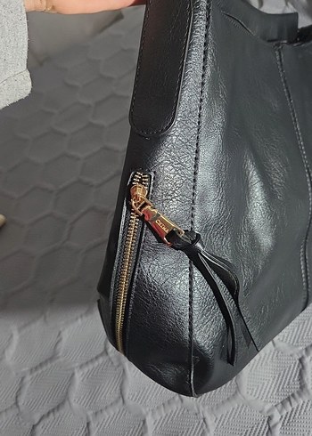 Chima Siyah Deri Tokalı Kadın Çanta - Görsel 5