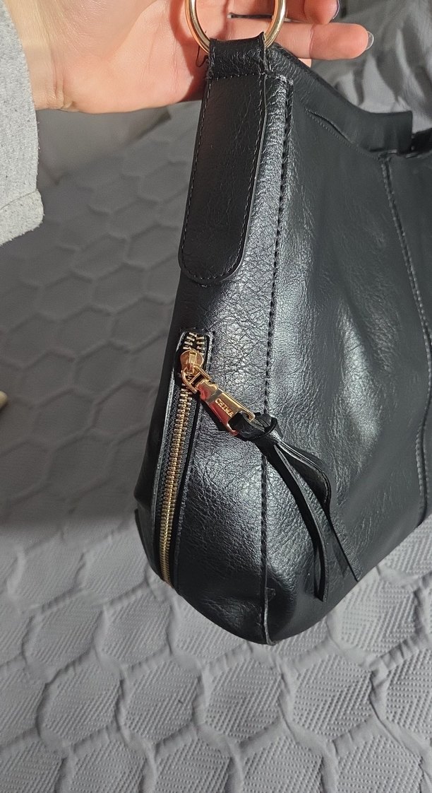 Chima Siyah Deri Tokalı Kadın Çanta - Görsel 5