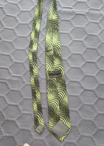 Sarı Gri Yesil Dalgalı Desenli Erkek Kravat - Görsel 2