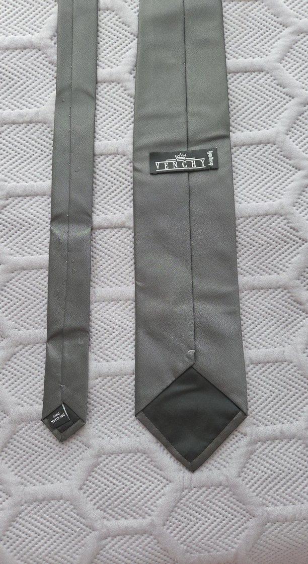 Gri Düz Erkek Kravat - Görsel 3