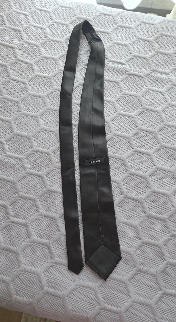 Siyah Düz Erkek Kravat The World - Görsel 2