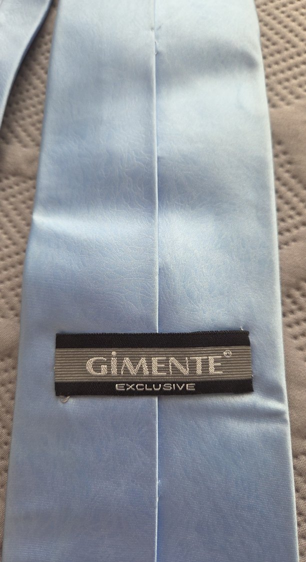 Düz Hafif Kendinden Desenli Mavi Erkek Kravat - Görsel 4