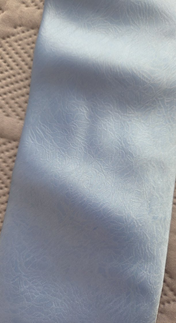 Düz Hafif Kendinden Desenli Mavi Erkek Kravat - Görsel 2