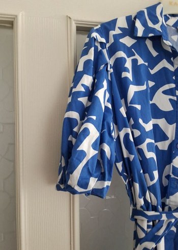xl Beden mavi Renk %100 pamuklu yazlık elbise