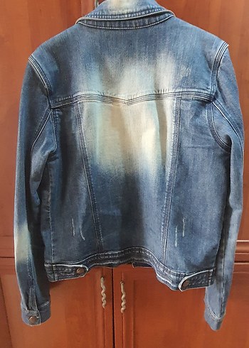 40 Beden Düğmeli Mavi Kadın Denim Ceket GEMO Fransız markası