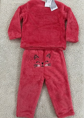9 Ay Beden Pembe Peluş Bebek Kız Takımı Uzun Kollu