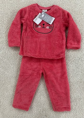 Pembe Peluş Bebek Kız Takımı Uzun Kollu