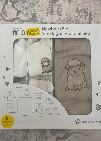 10 Parça Yenidoğan Pamuklu Set