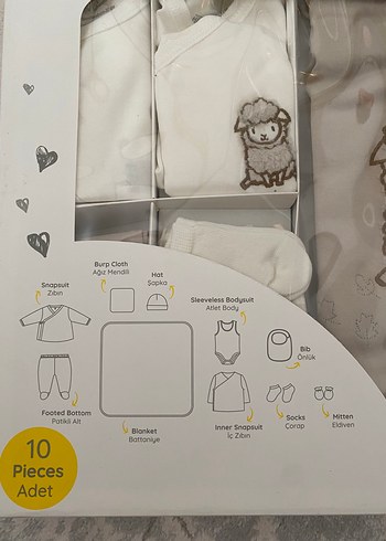 HelloBaby 10 Parça Yenidoğan Pamuklu Set
