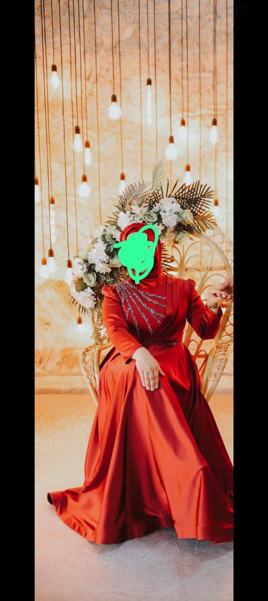 Bordo Uzun Kollu Drapeli Kadın Abiye Elbise - Görsel 3