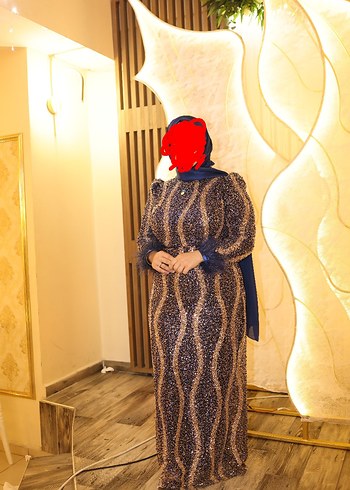 Abiye Kahverengi Yılan Desenli Uzun Abiye Elbise