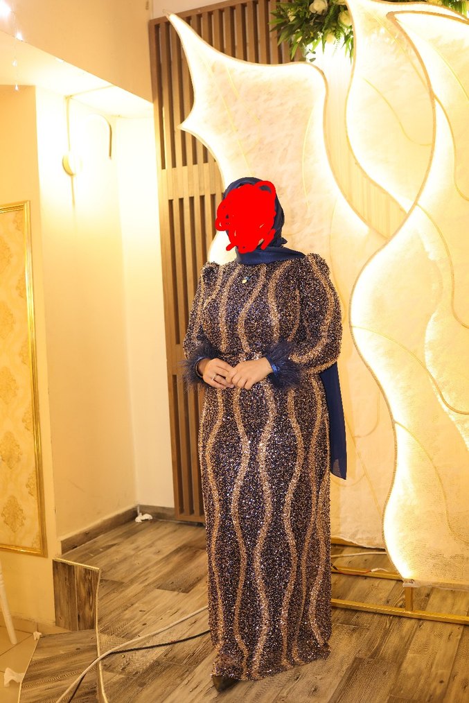 Kahverengi Yılan Desenli Uzun Abiye Elbise - Görsel 2