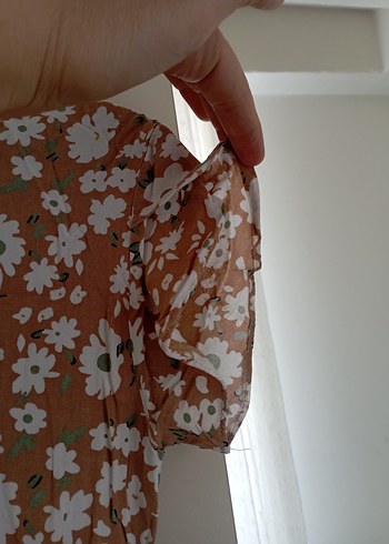 Bej Çiçek Desenli Bohem Midi Elbise - Görsel 3