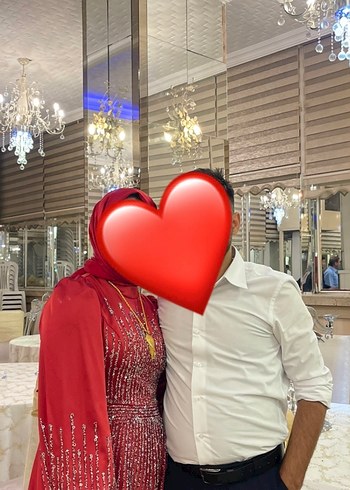 Pullu Kırmızı Uzun Drapeli Abiye Elbise - Görsel 2