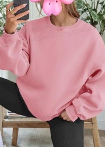 Pembe Oversiz Kadın Sweatshirt başka bedenleri verenkleri mevcut