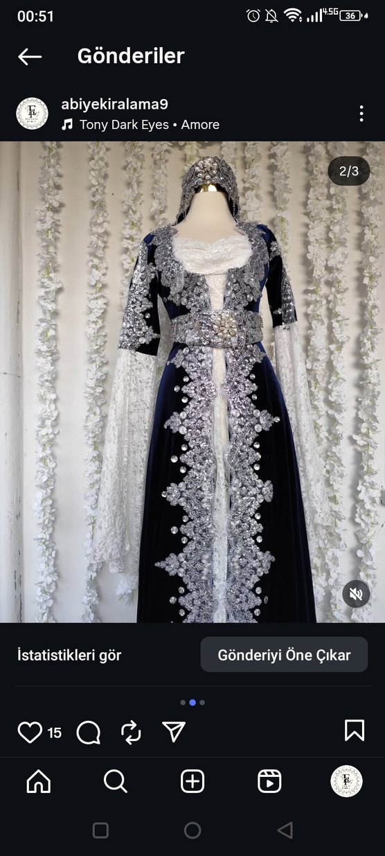 kına gecesi için lacivert Kaftan - Görsel 2