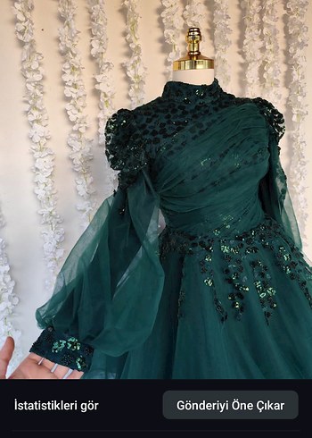 Yeşil söz nişan elbisesi - Görsel 2