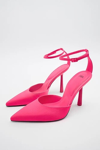 Zara Neon Pembe Topuklu Ayakkabı