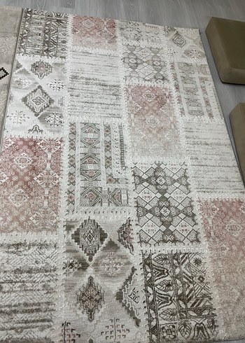 Bohem Çok Renkli Desenli Gri Halı