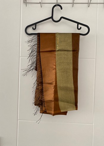 Kadın Parlak Kahverengi İpek Şal - Görsel 2