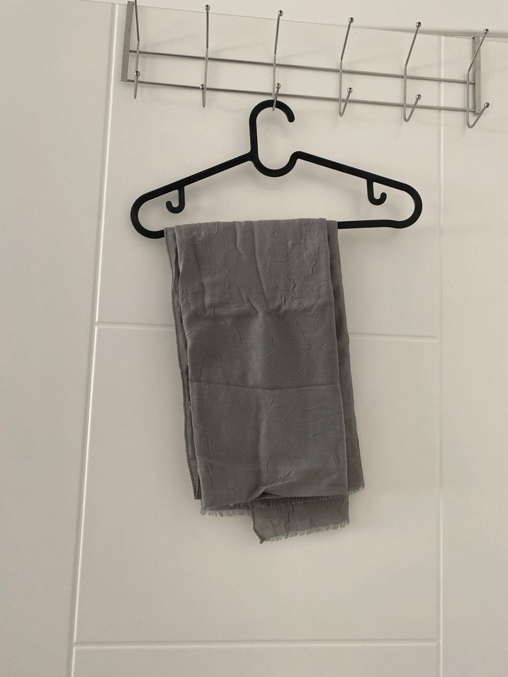 Gri bambu kraş şal - Görsel 2