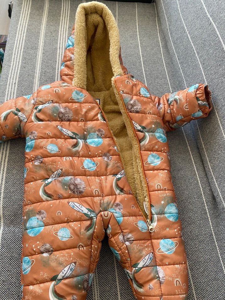 Kahverengi Kapüşonlu Bebek Tulum - Görsel 5