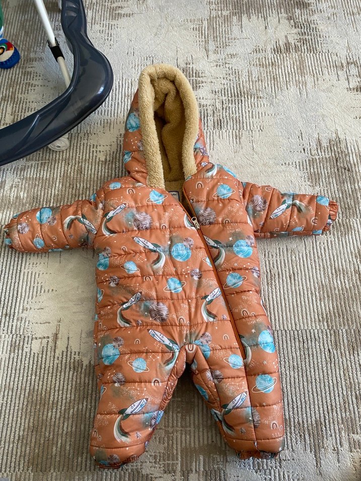 Kahverengi Kapüşonlu Bebek Tulum - Görsel 2