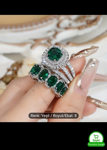 Accessorize Klasik Gotik Tarzda Yeşil Taşlı Kadın Yüzük