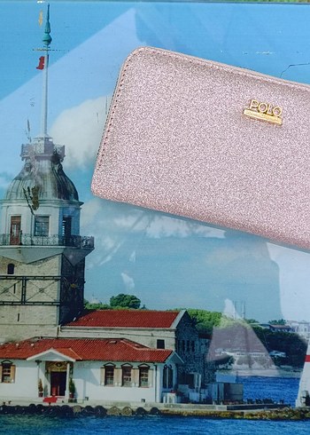 Pembe Simli Deri Kadın Portföy Cüzdan