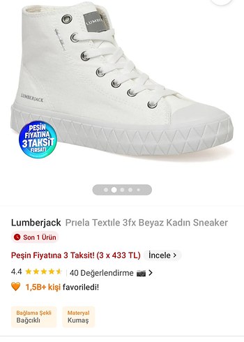 Lumberjack Beyaz Kadın Sneaker Bağcıklı