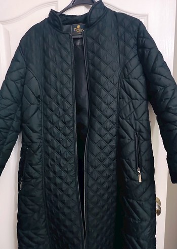 Uzun Siyah Kapitone Kadın Mont - Görsel 4