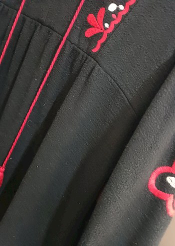 Püsküllü Nakışlı Siyah Bohem Uzun Elbise - Görsel 5