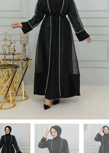 Boncuk İşlemeli Siyah abaya - Görsel 5