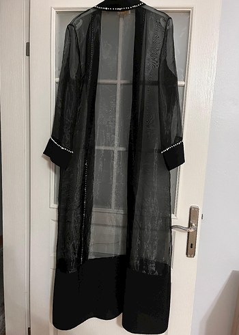 Boncuk İşlemeli Siyah abaya - Görsel 4