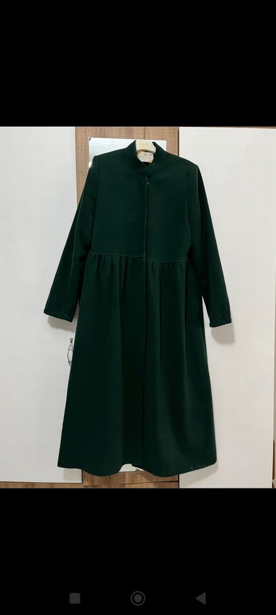 Düğmeli Uzun Yeşil Kadın Kaban - Görsel 2