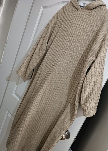 Bej Uzun Kollu Triko Kadın Elbise - Görsel 2