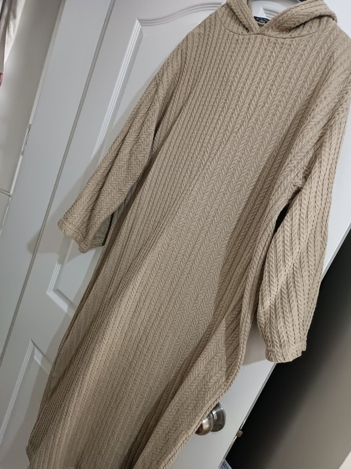 Bej Uzun Kollu Triko Kadın Elbise - Görsel 2